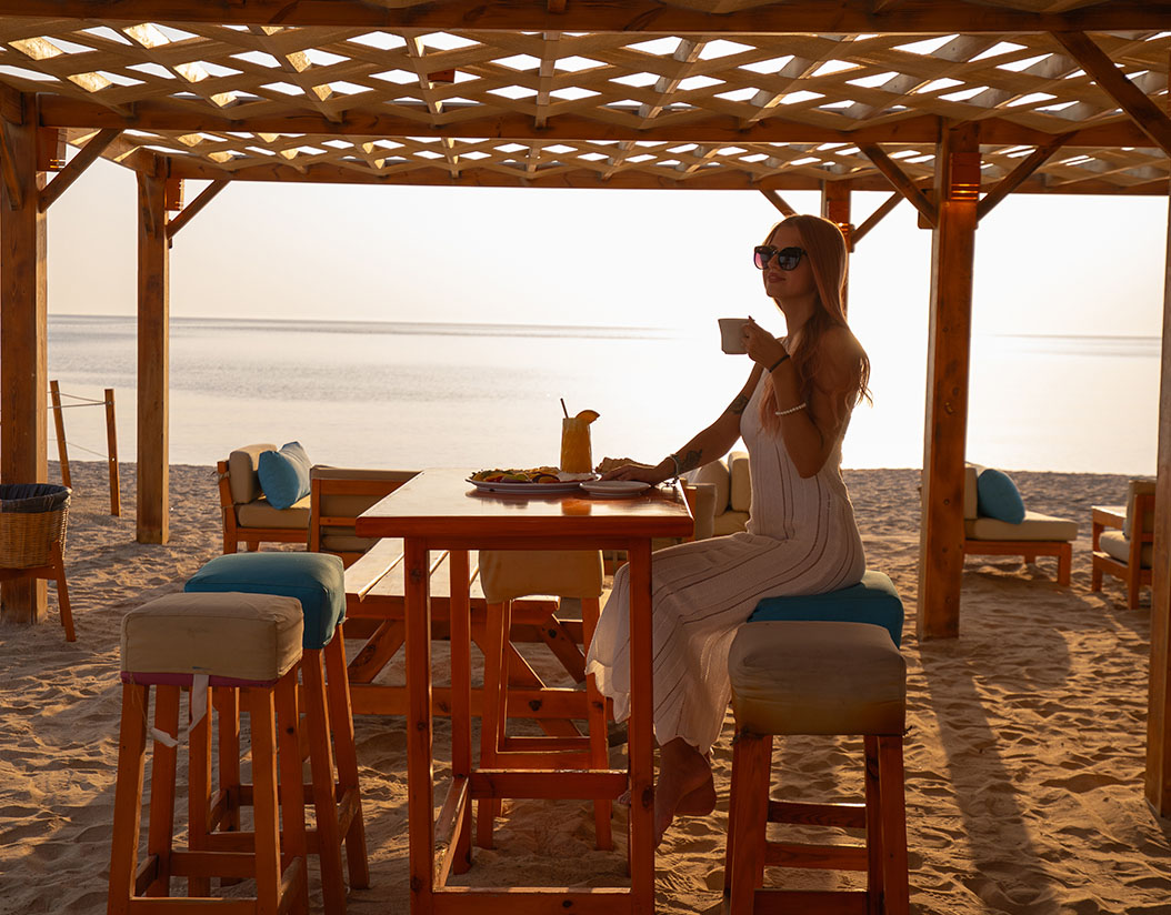 Beach restaurant with ocean view