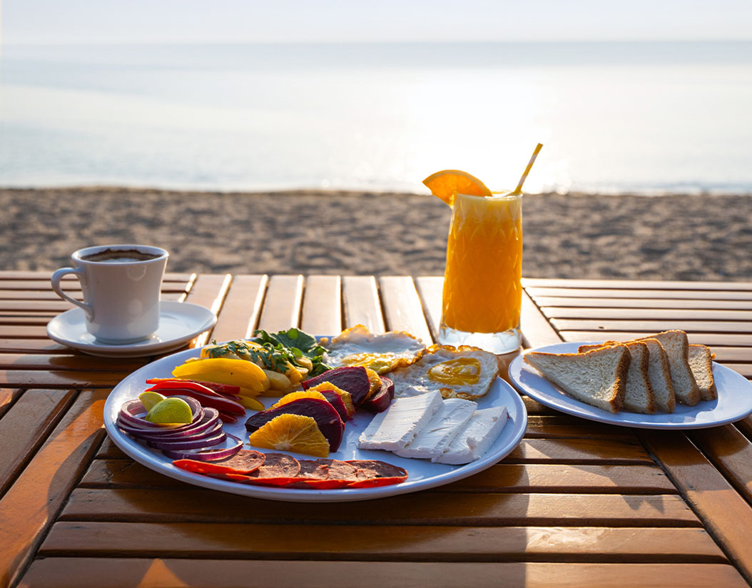 Beach restaurant with ocean view